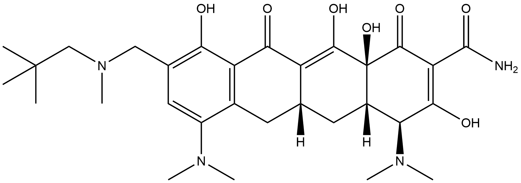 (4S,4aS,5aR,12aS)-4,7-Bis(dimethylamino)-9-[[(2,2-dimethylpropyl)methylamino]methyl]-1,4,4a,5,5a,6,11,12a-octahydro-3,10,12,12a-tetrahydroxy-1,11-dioxo-2-naphthacenecarboxamide Struktur