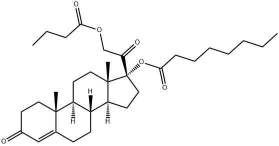 Pregn-4-ene-3,20-dione, 21-(1-oxobutoxy)-17-[(1-oxooctyl)oxy]- (9CI) Struktur