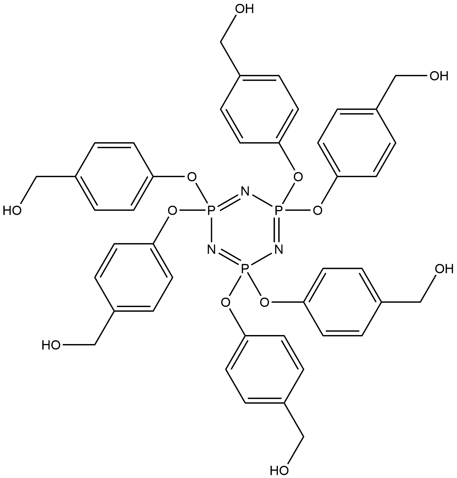 Benzenemethanol, 4,4',4'',4''',4'''',4'''''-[2λ5,4λ5,6λ5-1,3,5,2,4,6-triazatriphosphorine-2,4,6-triylidenehexakis(oxy)]hexakis- Struktur