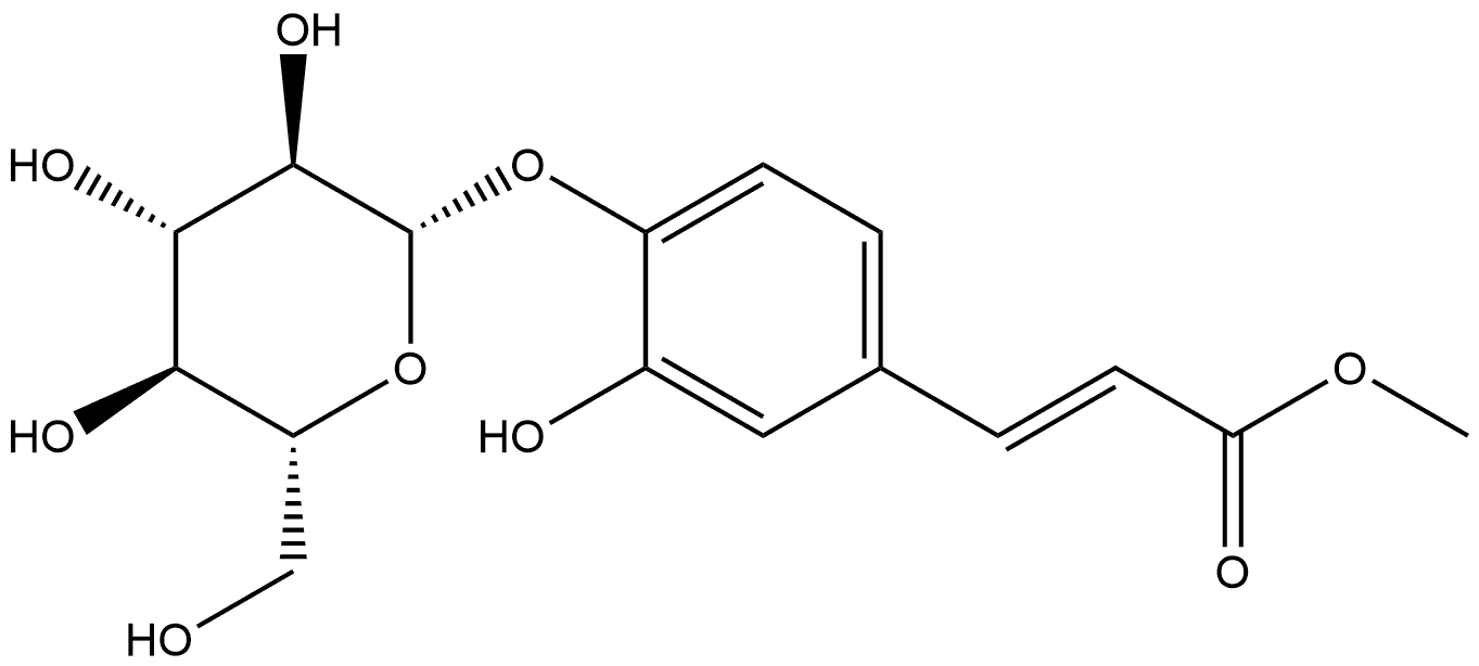 2-Propenoic acid, 3-[4-(β-D-glucopyranosyloxy)-3-hydroxyphenyl]-, methyl ester, (2E)- Struktur