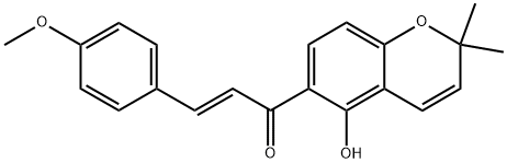 2-Propen-1-one, 1-(5-hydroxy-2,2-dimethyl-2H-1-benzopyran-6-yl)-3-(4-methoxyphenyl)-, (2E)- Struktur