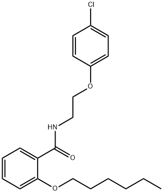 N-[2-(4-chlorophenoxy)ethyl]-2-hexoxybenzamide Struktur