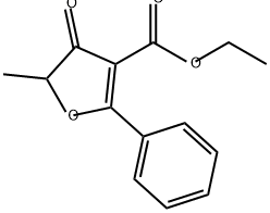 3-Furancarboxylic acid, 4,5-dihydro-5-methyl-4-oxo-2-phenyl-, ethyl ester Struktur