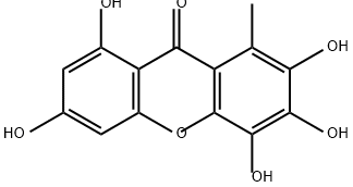 9H-Xanthen-9-one, 2,3,4,6,8-pentahydroxy-1-methyl- Struktur