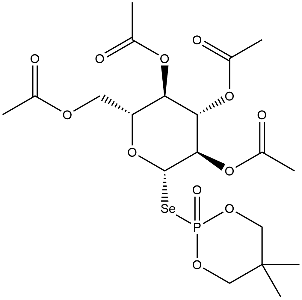 β-D-Glucopyranose, 1-Se-(5,5-dimethyl-2-oxido-1,3,2-dioxaphosphorinan-2-yl)-1-seleno-, tetraacetate (9CI) Struktur