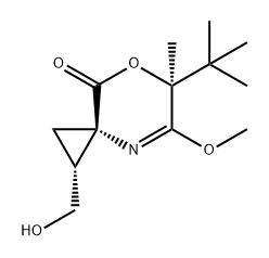 7-Oxa-4-azaspiro[2.5]oct-4-en-8-one, 6-(1,1-dimethylethyl)-1-(hydroxymethyl)-5-methoxy-6-methyl-, (1R,3S,6S)- Struktur