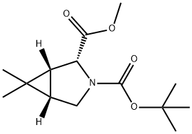 3-Azabicyclo[3.1.0]hexane-2,3-dicarboxylic acid, 6,6-dimethyl-, 3-(1,1-dimethylethyl) 2-methyl ester, (1R,2R,5S)- Struktur