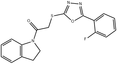 Ethanone, 1-(2,3-dihydro-1H-indol-1-yl)-2-[[5-(2-fluorophenyl)-1,3,4-oxadiazol-2-yl]thio]- Struktur