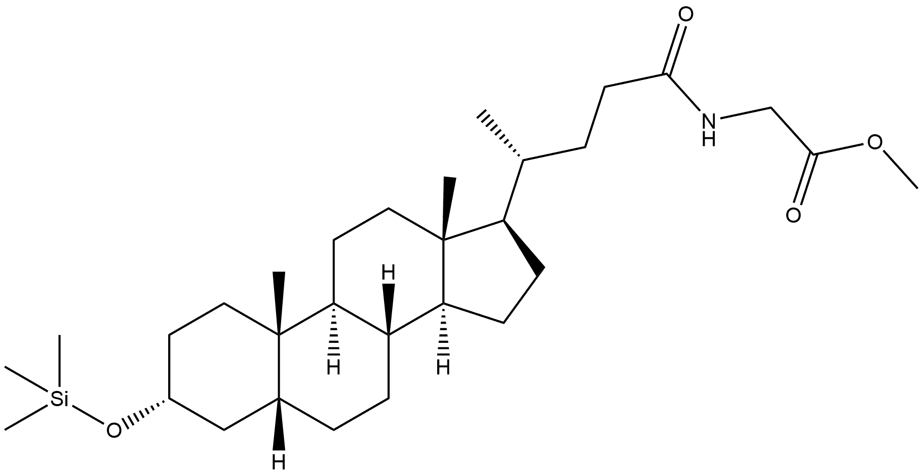 N-[24-Oxo-3α-(trimethylsiloxy)-5β-cholan-24-yl]glycine methyl ester Struktur