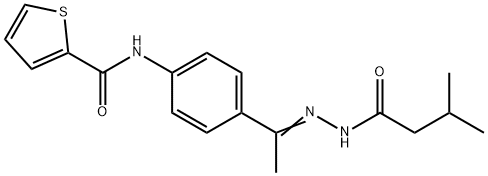 N-[4-[(Z)-C-methyl-N-(3-methylbutanoylamino)carbonimidoyl]phenyl]thiophene-2-carboxamide Struktur