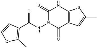 2-methyl-N-(6-methyl-4-oxo-2-sulfanylidene-1H-thieno[2,3-d]pyrimidin-3-yl)furan-3-carboxamide Struktur