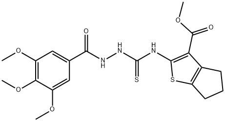 methyl 2-(2-(3,4,5-trimethoxybenzoyl)hydrazinecarbothioamido)-5,6-dihydro-4H-cyclopenta[b]thiophene-3-carboxylate Struktur