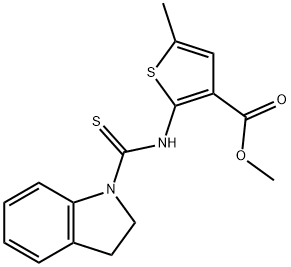 methyl 2-(indoline-1-carbothioamido)-5-methylthiophene-3-carboxylate Struktur