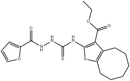 ethyl 2-(2-(furan-2-carbonyl)hydrazinecarbothioamido)-4,5,6,7,8,9-hexahydrocycloocta[b]thiophene-3-carboxylate Struktur