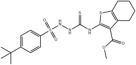 methyl 2-(2-((4-(tert-butyl)phenyl)sulfonyl)hydrazinecarbothioamido)-4,5,6,7-tetrahydrobenzo[b]thiophene-3-carboxylate Struktur