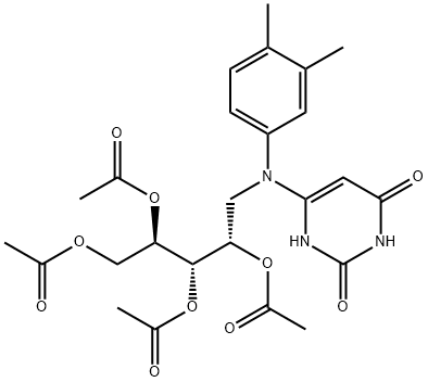 1-Deoxy-1-[(3,4-dimethylphenyl)(1,2,3,6-tetrahydro-2,6-dioxo-4-pyrimidinyl)amino]-D-ribitol 2,3,4,5-Tetraacetate Struktur