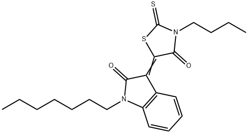 (5Z)-3-butyl-5-(1-heptyl-2-oxoindol-3-ylidene)-2-sulfanylidene-1,3-thiazolidin-4-one Struktur