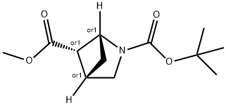 2-Azabicyclo[2.1.1]hexane-2,5-dicarboxylic acid, 2-(1,1-dimethylethyl) 5-methyl ester, (1R,4S,5S)-rel- Struktur