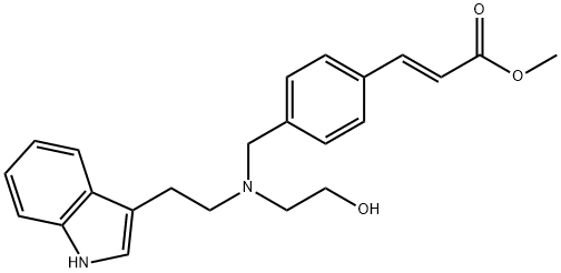 2-Propenoic acid, 3-[4-[[(2-hydroxyethyl)[2-(1H-indol-3-yl)ethyl]amino]methyl]phenyl]-, methyl ester, (2E)- Struktur