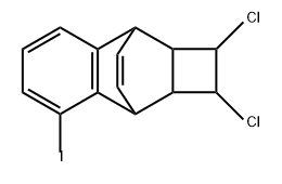 3,8-Ethenocyclobuta[b]naphthalene, 1,2-dichloro-1,2,2a,3,8,8a-hexahydro-4-iodo- Struktur