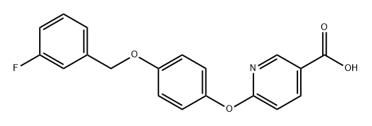 3-Pyridinecarboxylic acid, 6-[4-[(3-fluorophenyl)methoxy]phenoxy]- Struktur