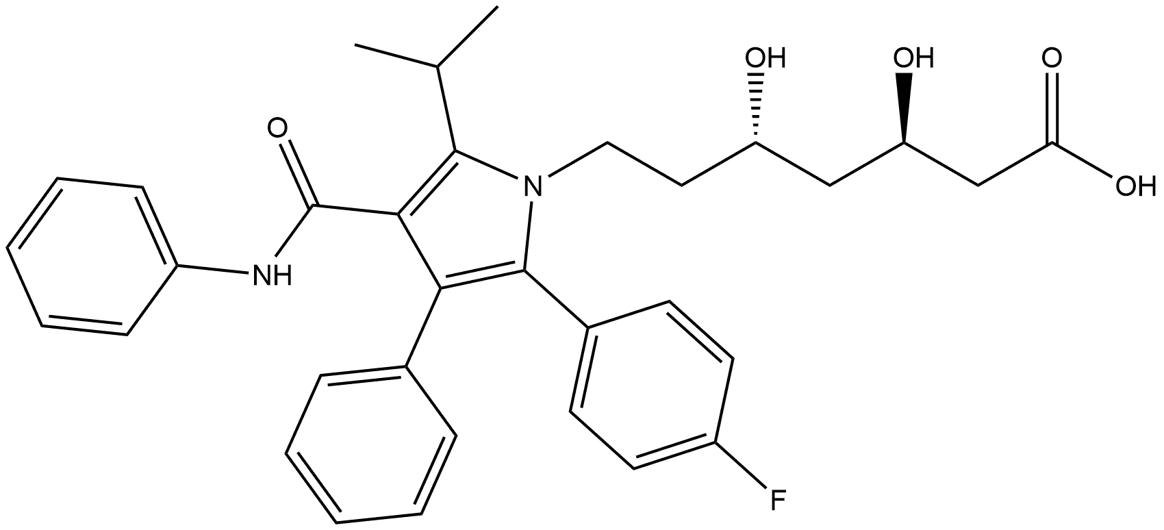 (βR,δS)-2-(4-Fluorophenyl)-β,δ-dihydroxy-5-(1-methylethyl)-3-phenyl-4-[(phenylamino)carbonyl]-1H-pyrrole-1-heptanoic Acid Struktur