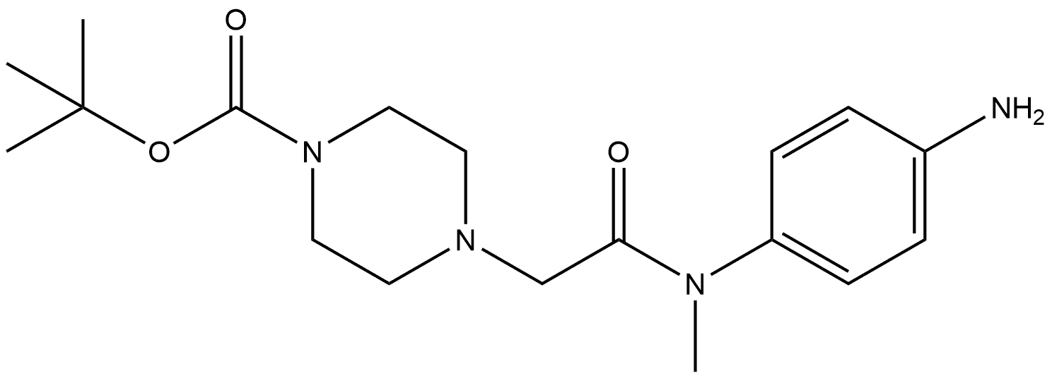 1-Piperazinecarboxylic acid, 4-[2-[(4-aminophenyl)methylamino]-2-oxoethyl]-, 1,1-dimethylethyl ester Struktur