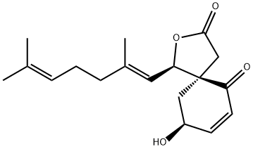 2-Oxaspiro[4.5]dec-7-ene-3,6-dione, 1-[(1E)-2,6-dimethyl-1,5-heptadien-1-yl]-9-hydroxy-, (1R,5R,9S)- Struktur