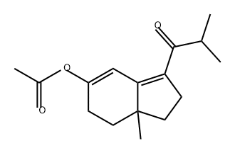 1-Propanone, 1-[5-(acetyloxy)-2,6,7,7a-tetrahydro-7a-methyl-1H-inden-3-yl]-2-methyl- Struktur