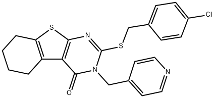 2-[(4-chlorophenyl)methylsulfanyl]-3-(pyridin-4-ylmethyl)-5,6,7,8-tetrahydro-[1]benzothiolo[2,3-d]pyrimidin-4-one Struktur