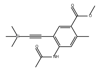 Benzoic acid, 4-(acetylamino)-2-methyl-5-[2-(trimethylsilyl)ethynyl]-, methyl ester Struktur