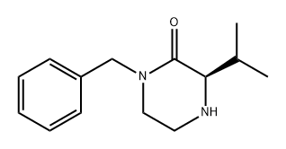 2-Piperazinone, 3-(1-methylethyl)-1-(phenylmethyl)-, (3R)- Struktur