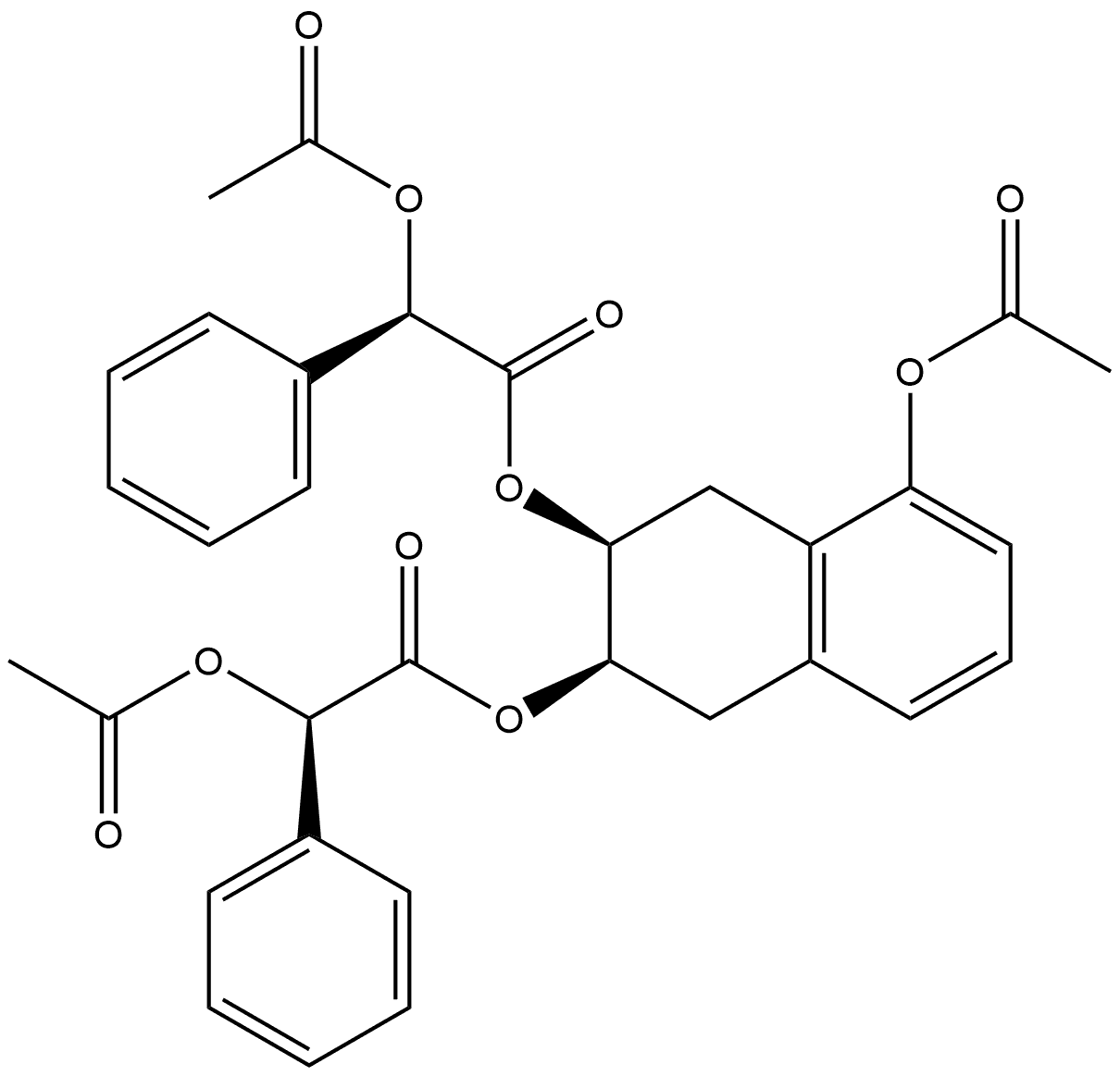 Benzeneacetic acid, α-(acetyloxy)-, (2R,3S)-5-(acetyloxy)-1,2,3,4-tetrahydro-2,3-naphthalenediyl ester, (αR,α'R)- (9CI) Struktur