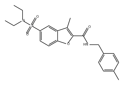 2-Benzofurancarboxamide, 5-[(diethylamino)sulfonyl]-3-methyl-N-[(4-methylphenyl)methyl]- Struktur