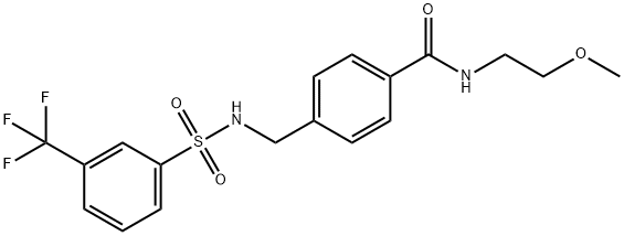 N-(2-methoxyethyl)-4-[({[3-(trifluoromethyl)phenyl]sulfonyl}amino)methyl]benzamide Struktur