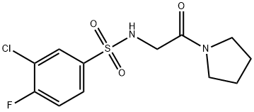 3-chloro-4-fluoro-N-[2-oxo-2-(1-pyrrolidinyl)ethyl]benzenesulfonamide Struktur