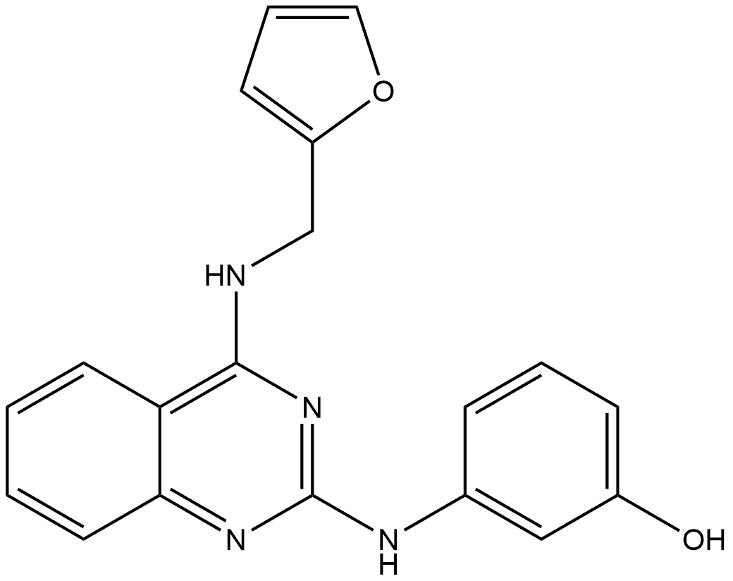 Phenol, 3-[[4-[(2-furanylmethyl)amino]-2-quinazolinyl]amino]- Struktur