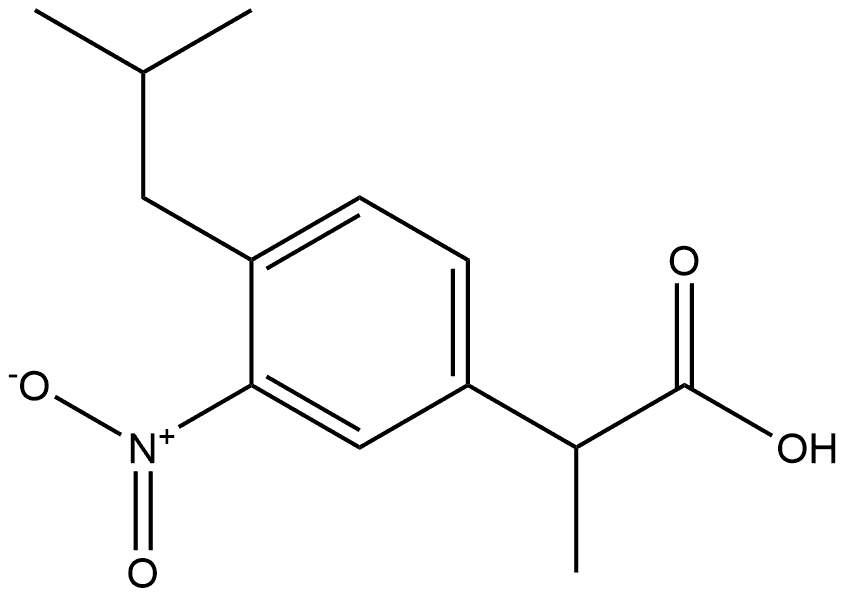 alpha-Methyl-4-(2-methylpropyl)-3-nitrophenylacetic acid Struktur