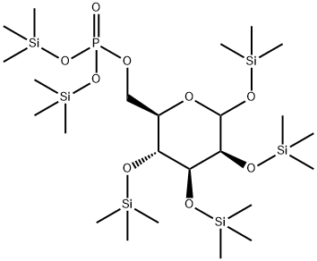 1-O,2-O,3-O,4-O-Tetrakis(trimethylsilyl)-D-mannopyranose [phosphoric acid bis(trimethylsilyl)] ester Struktur