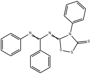 Benzenecarboximidamide, N'-phenyl-N-(4-phenyl-5-thioxo-1,2,4-dithiazolidin-3-ylidene)- Struktur