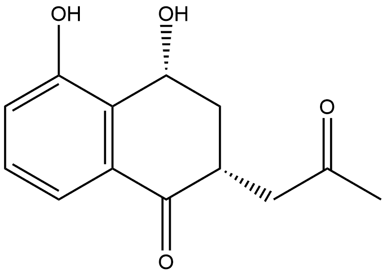 1(2H)-Naphthalenone, 3,4-dihydro-4,5-dihydroxy-2-(2-oxopropyl)-, (2R,4R)-rel-(+)- Struktur