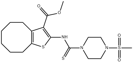 methyl 2-(4-(methylsulfonyl)piperazine-1-carbothioamido)-4,5,6,7,8,9-hexahydrocycloocta[b]thiophene-3-carboxylate Struktur