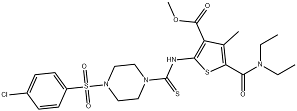 methyl 2-(4-((4-chlorophenyl)sulfonyl)piperazine-1-carbothioamido)-5-(diethylcarbamoyl)-4-methylthiophene-3-carboxylate Struktur