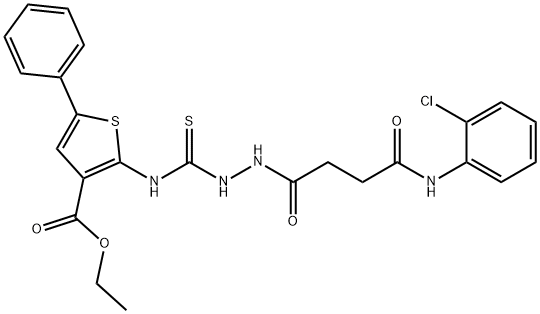 ethyl 2-(2-(4-((2-chlorophenyl)amino)-4-oxobutanoyl)hydrazinecarbothioamido)-5-phenylthiophene-3-carboxylate Struktur