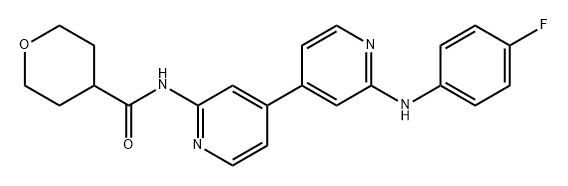 2H-Pyran-4-carboxamide, N-[2'-[(4-fluorophenyl)amino][4,4'-bipyridin]-2-yl]tetrahydro- Struktur