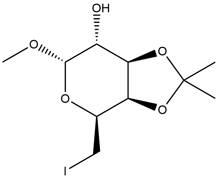 α-D-Galactopyranoside, methyl 6-deoxy-6-iodo-3,4-O-(1-methylethylidene)- Struktur