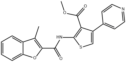 methyl 2-(3-methylbenzofuran-2-carboxamido)-4-(pyridin-4-yl)thiophene-3-carboxylate Struktur