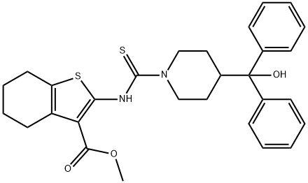 methyl 2-(4-(hydroxydiphenylmethyl)piperidine-1-carbothioamido)-4,5,6,7-tetrahydrobenzo[b]thiophene-3-carboxylate Struktur