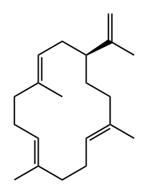 1,5,9-Cyclotetradecatriene, 1,5,9-trimethyl-12-(1-methylethenyl)-, (1E,5E,9E,12S)- Struktur