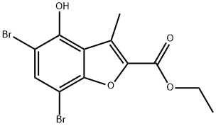 2-Benzofurancarboxylic acid, 5,7-dibromo-4-hydroxy-3-methyl-, ethyl ester Struktur